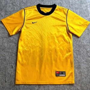 Nike Team Mens T-Shirt Small Yellow Black Trim‎ Athletic Soccer Training